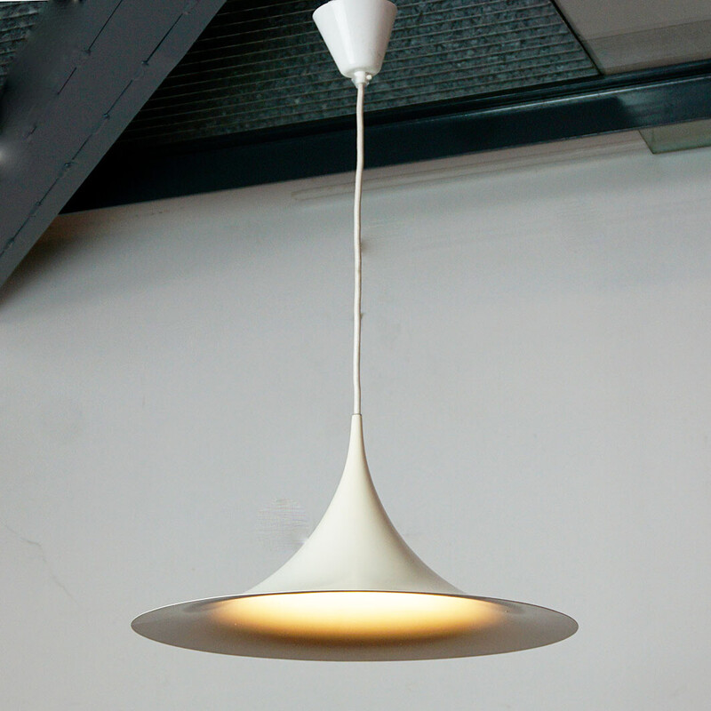Scandinavische vintage witte Semi hanglamp van Bonderup en Thorup voor Fog en Mørup