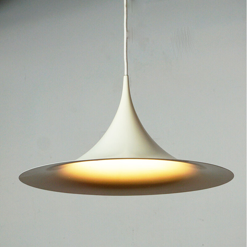 Scandinavische vintage witte Semi hanglamp van Bonderup en Thorup voor Fog en Mørup