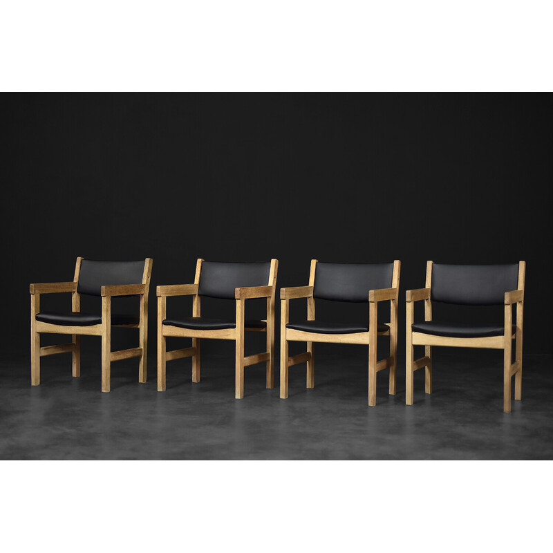 Ensemble de 4 fauteuils danois vintage en bois de chêne par Hans J. Wegner pour Getama, 1960
