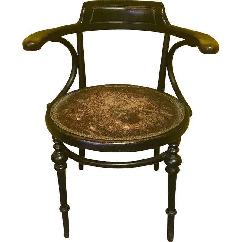 Chaise vintage en bois courbé avec assise en tissu