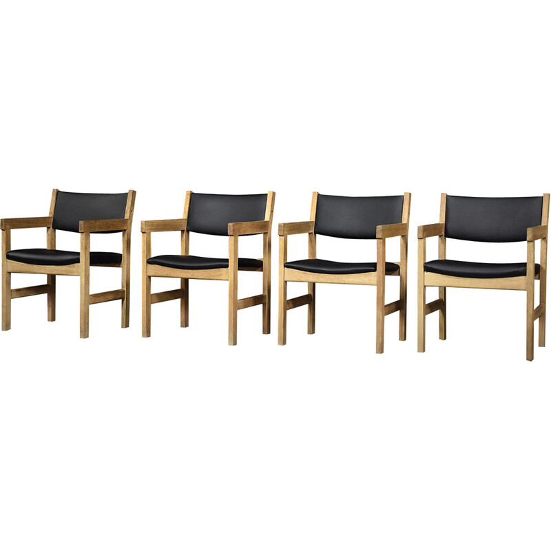 Set of 4 vintage Danish oakwood armchairs by Hans J. Wegner for Getama, 1960s