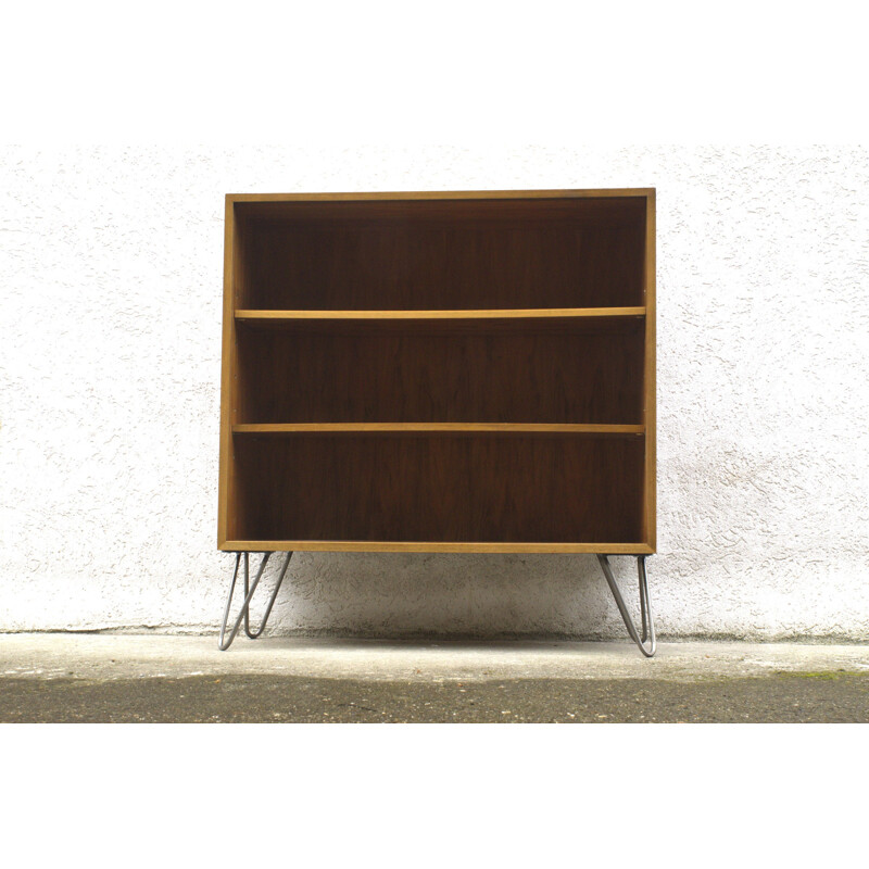 Walnut shelf with hairpin legs produced by WK Moebel - 1950s