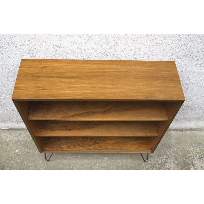 Walnut shelf with hairpin legs produced by WK Moebel - 1950s