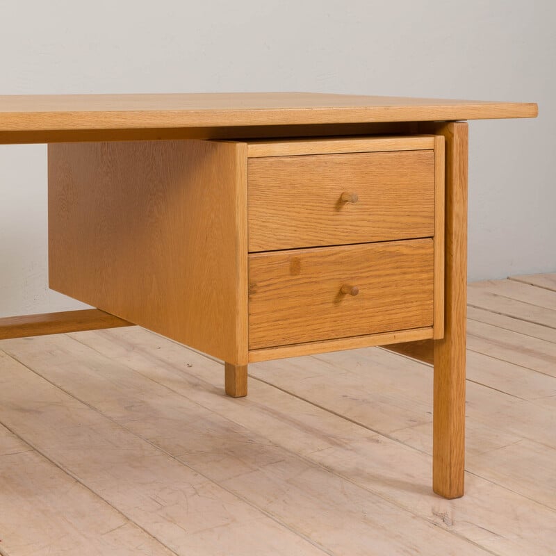 Danish vintage oakwood model 156 writing desk by Hans J. Wegner for Getama, 1970s