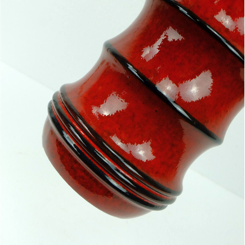 Vase vintage rouge en céramique édition Scheurich - 1960