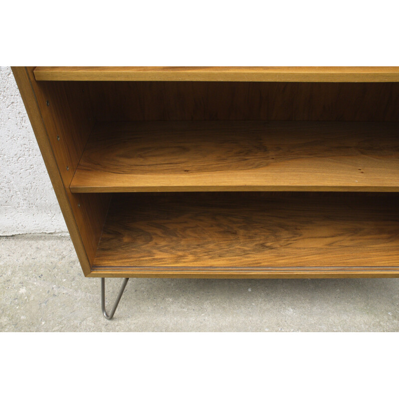 Walnut shelf with hairpin legs produced by WK Moebel - 1950s