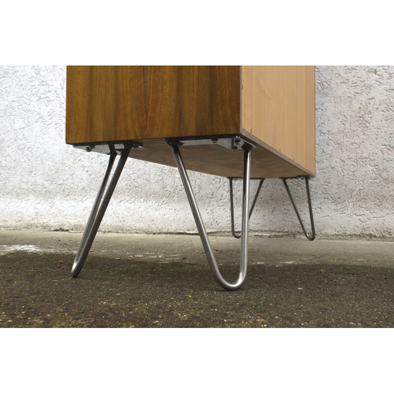 Walnut shelf with hairpin legs produced by WK Moebel - 1950s