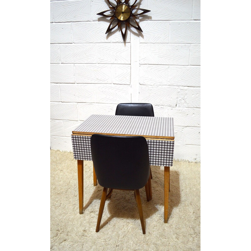 Set of 4 chairs in black vinyl - 1950s