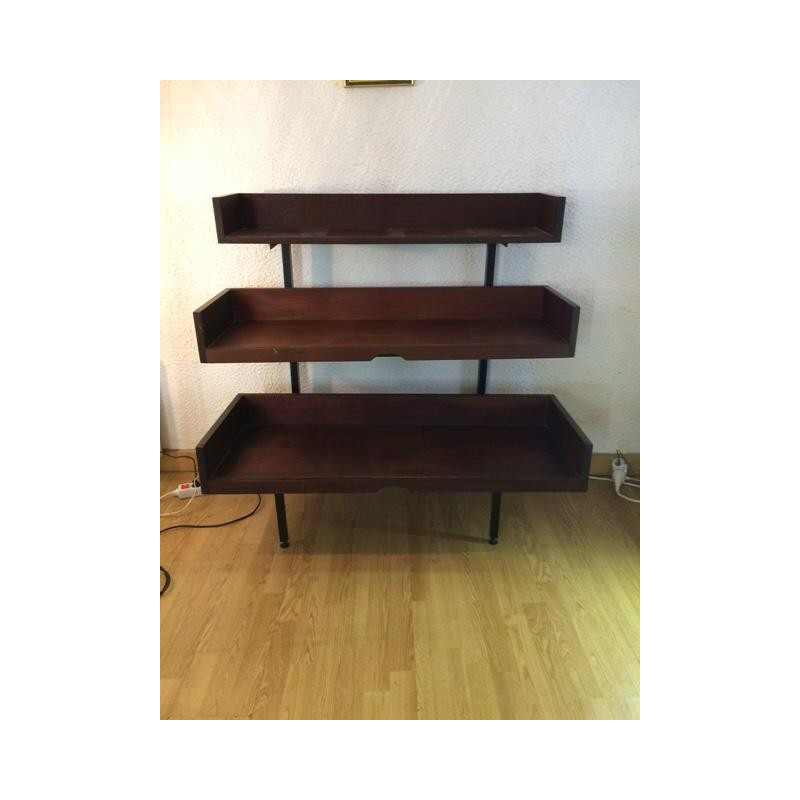 Brown rosewood shelf with three levels - 1960s