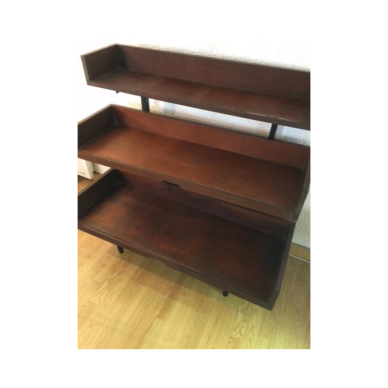 Brown rosewood shelf with three levels - 1960s