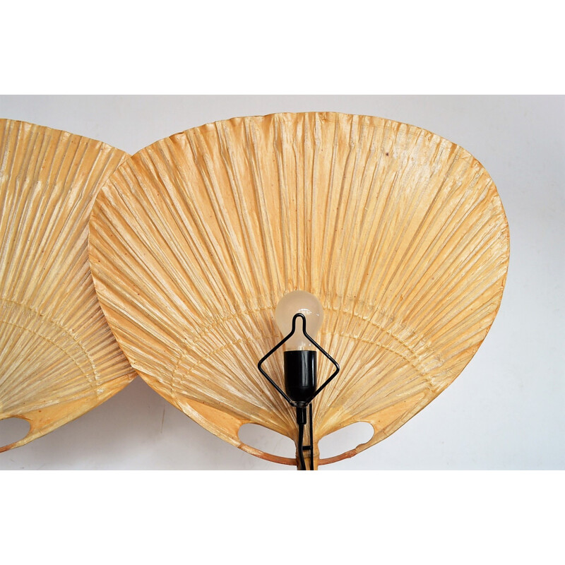 Pair of Uchiwa table lamps with holder by Ingo Maurer - 1970s