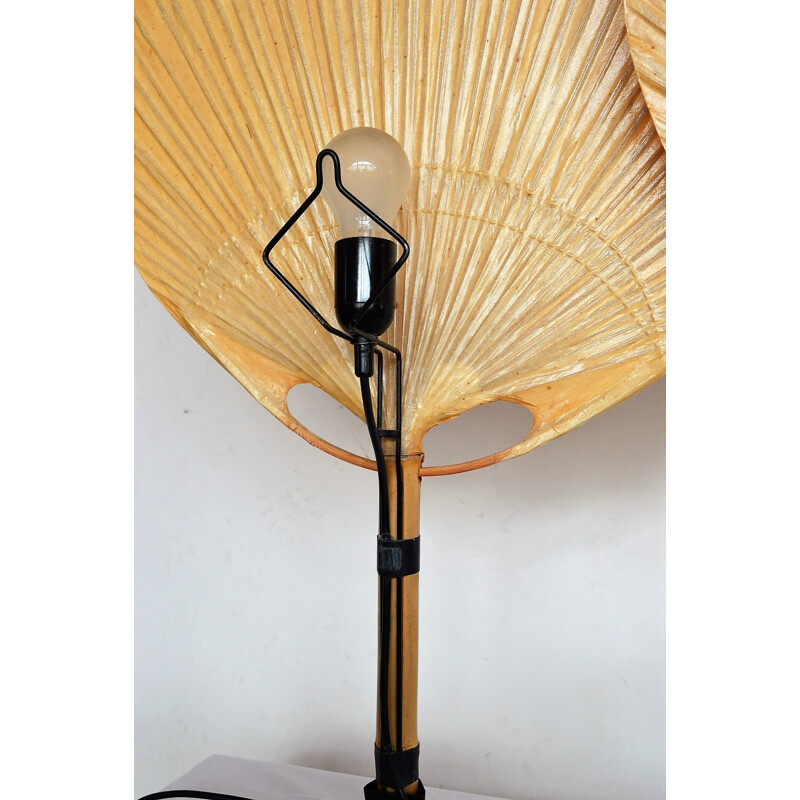 Pair of Uchiwa table lamps with holder by Ingo Maurer - 1970s