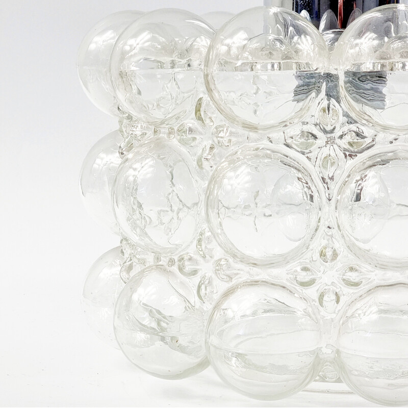 Mid century bubble glass and chrome pendelleuchte von Helena Tynell für Limburg, Deutschland 1960s