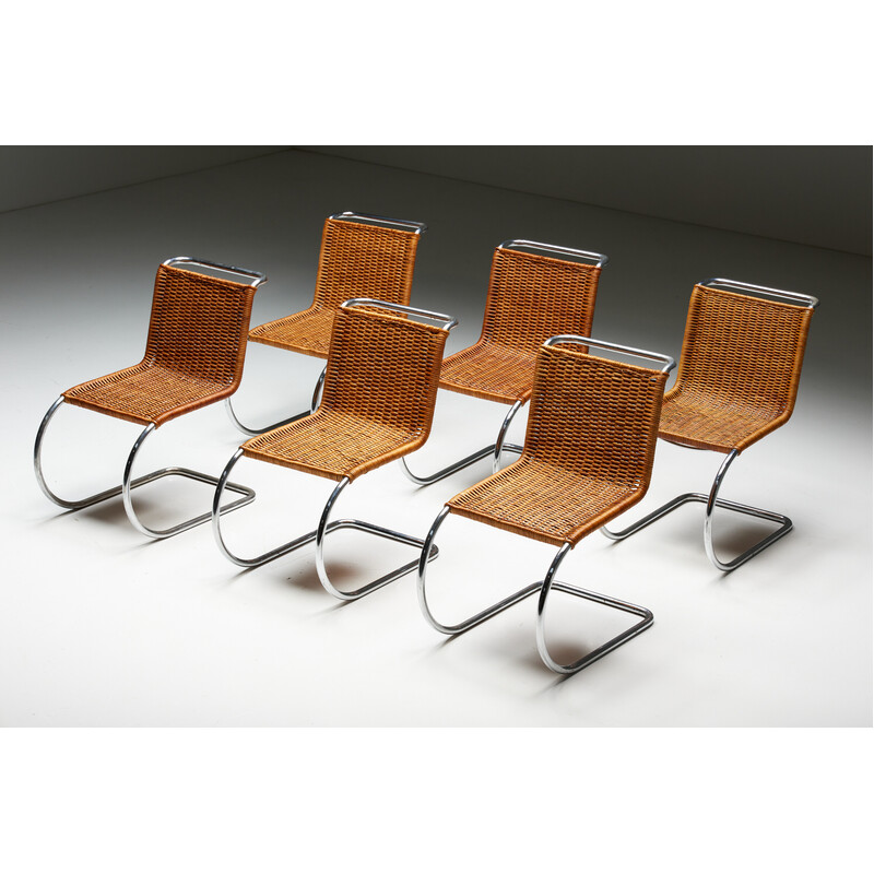 Vintage "Mr10" rattan armchairs by Mies van der Rohe, Germany 1980s