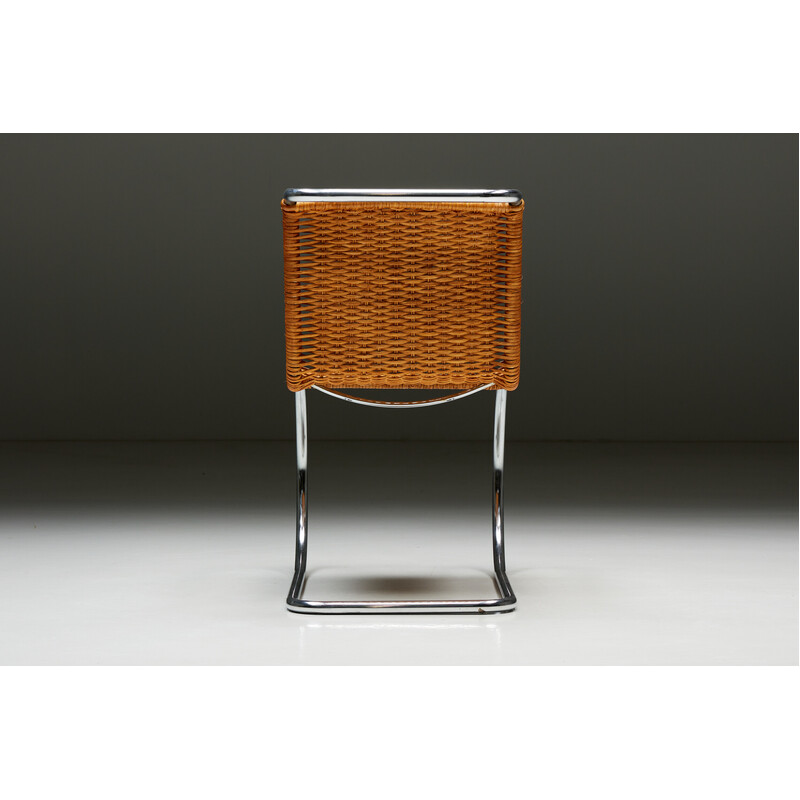 Poltrone vintage in rattan "Mr10" di Mies van der Rohe, Germania anni '80