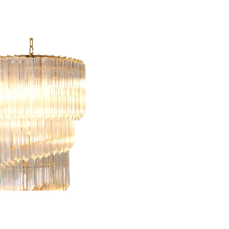 Crystal Glass Spiraling Venini Murano Chandeliers - 1960s