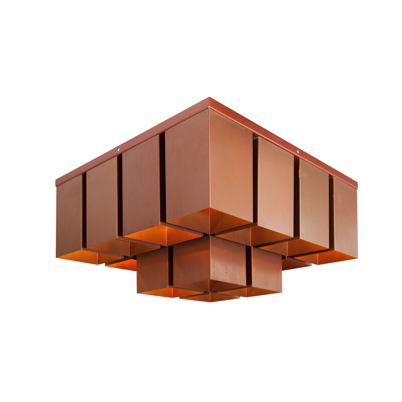 Cubic copper ceiling lamp, Raak- 1960s