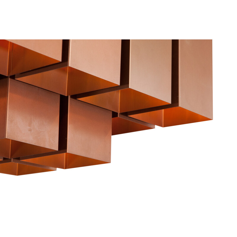 Cubic copper ceiling lamp, Raak- 1960s