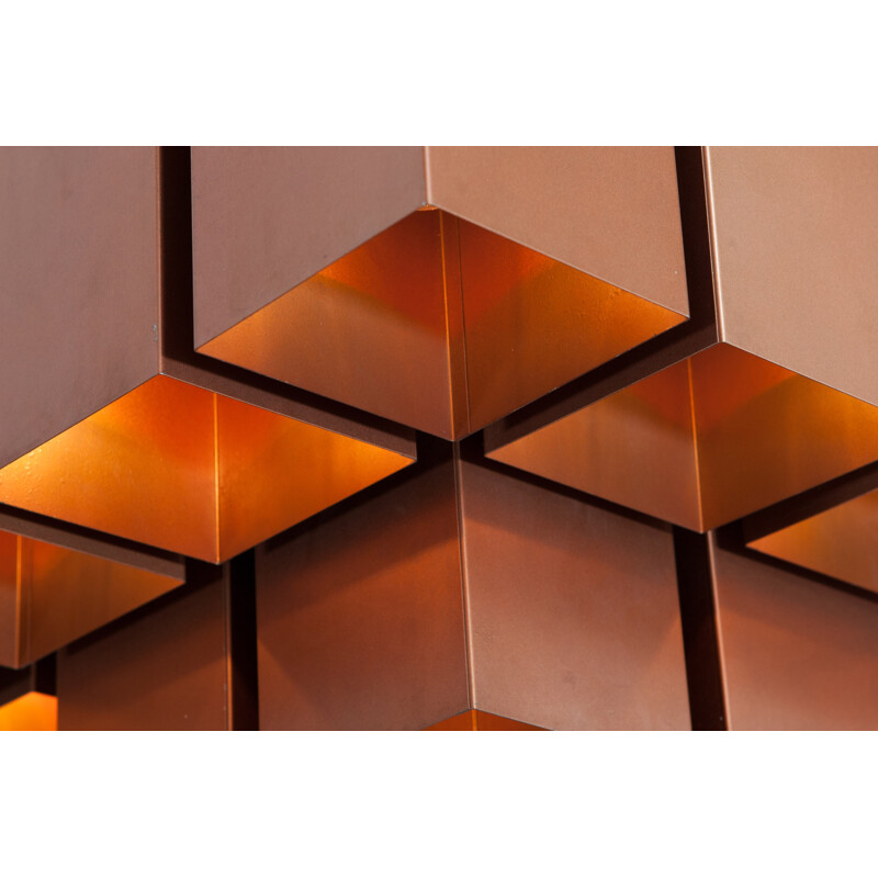 Cubic copper ceiling lamp, Raak- 1960s