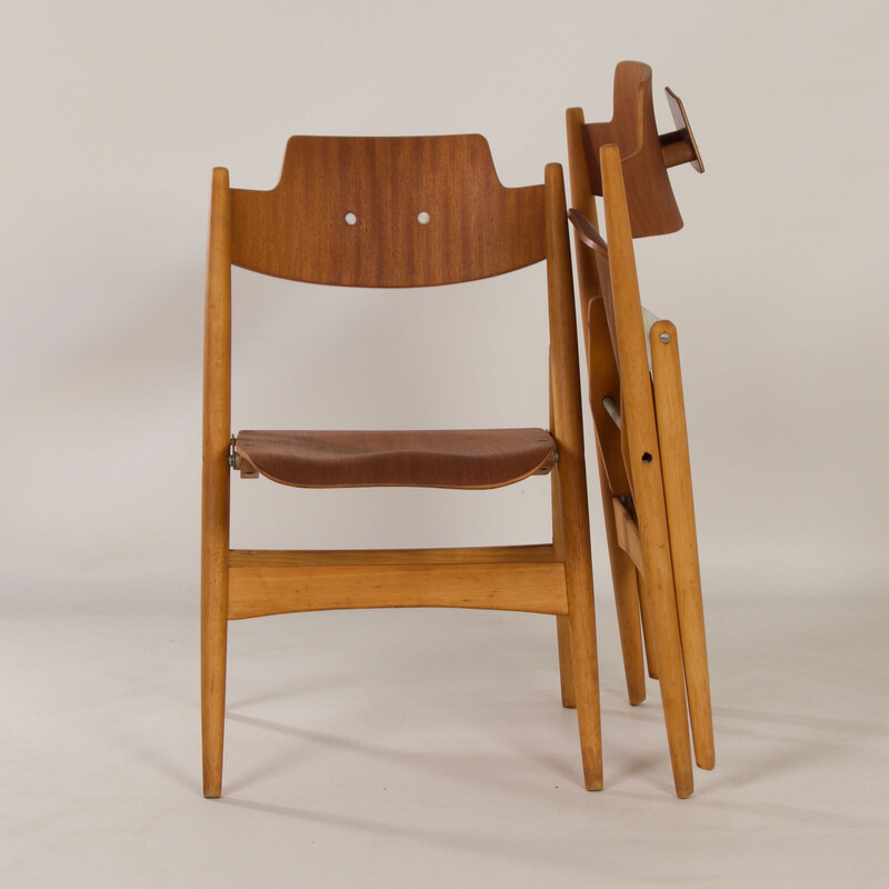 Vintage stoel Se 18 in beuk en teak van Egon Eiermann voor Wilde en Spieth, 1953