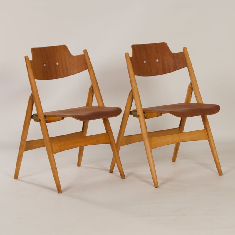 Vintage stoel Se 18 in beuk en teak van Egon Eiermann voor Wilde en Spieth, 1953