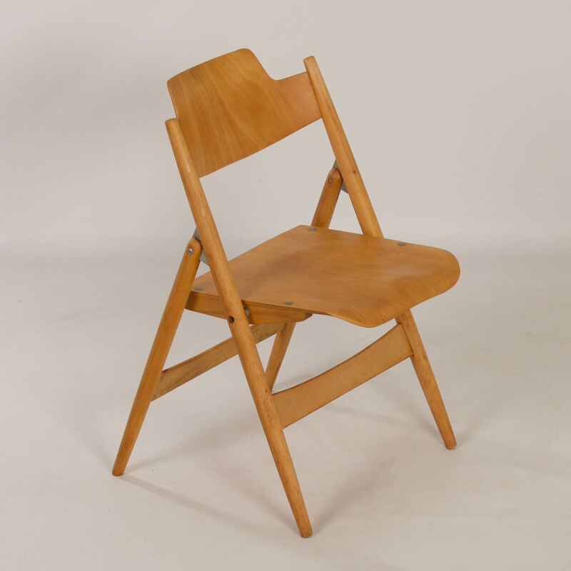Vintage folding chair in wooden by Egon Eiermann for Wilde and Spieth, 1953
