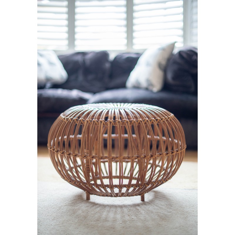 Vintage handwoven rattan footrest by Franco Albini, Italy 1970