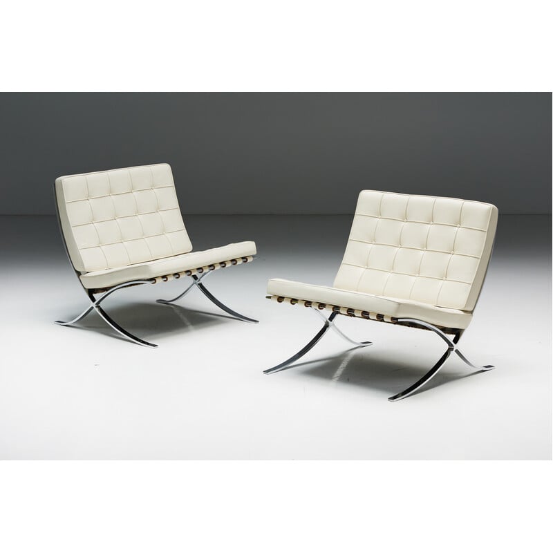 Fauteuil Barcelona vintage par Mies Van Der Rohe pour Knoll, 1980