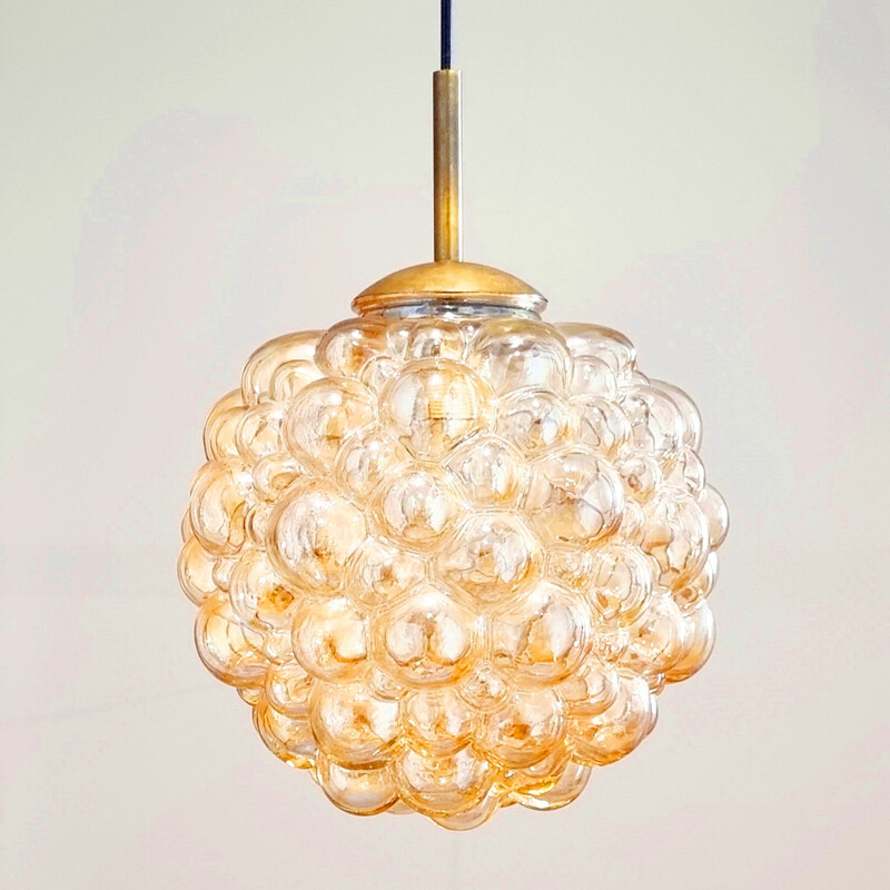 Vintage pendant lamp in bubble glass by Helena Tynell for Limburg, Germany 1960