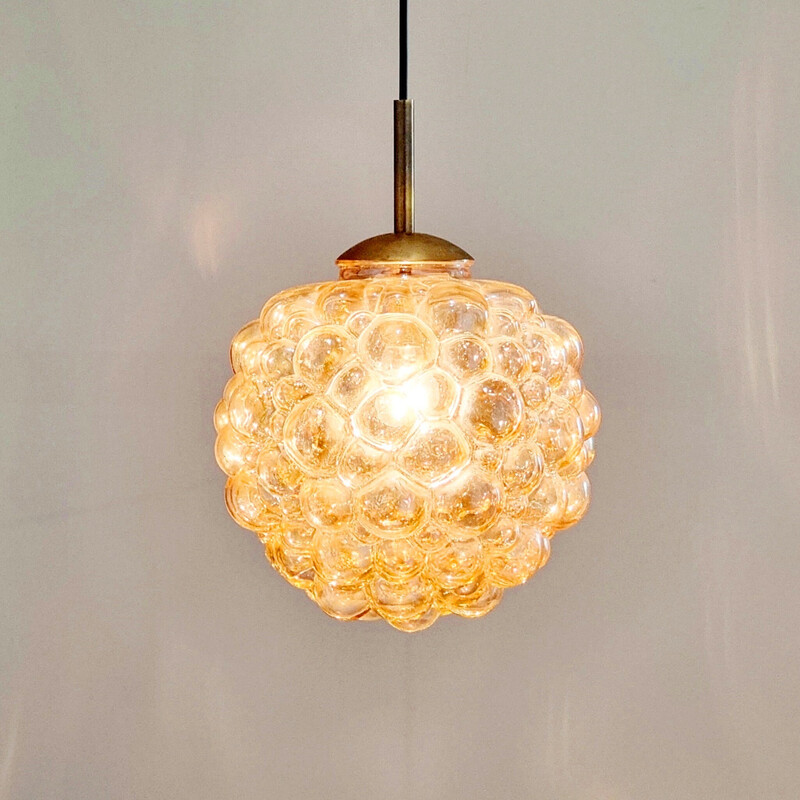 Vintage pendant lamp in bubble glass by Helena Tynell for Limburg, Germany 1960
