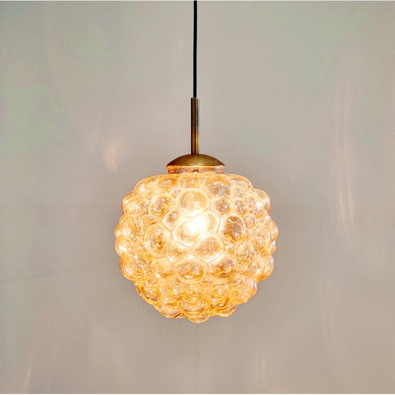 Vintage pendant lamp in bubble glass by Helena Tynell for Limburg, Germany 1960