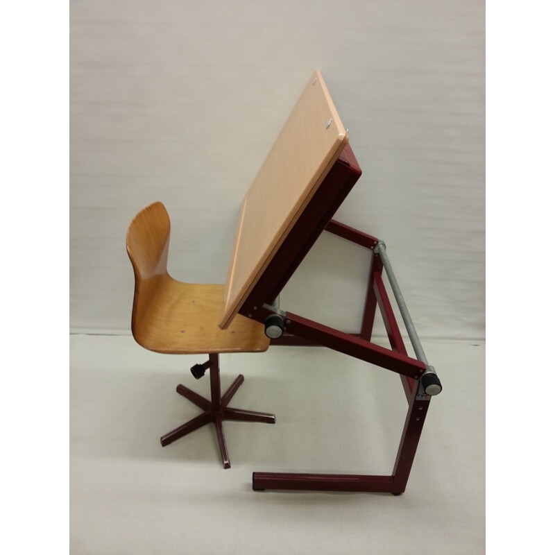 Adjustable Galvanitas schooldesk with adjustable chair - 1980s