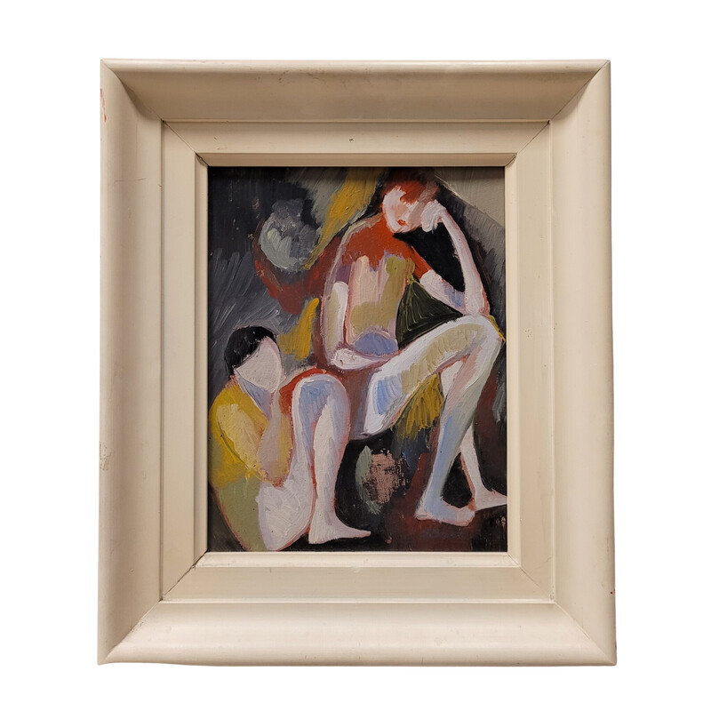 Vintage painting "Figures" by Gabino Gaona for Simancas Group