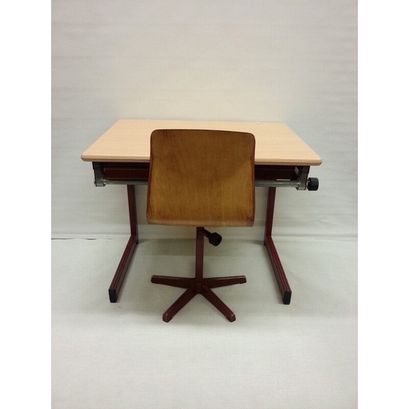 Adjustable Galvanitas schooldesk with adjustable chair - 1980s
