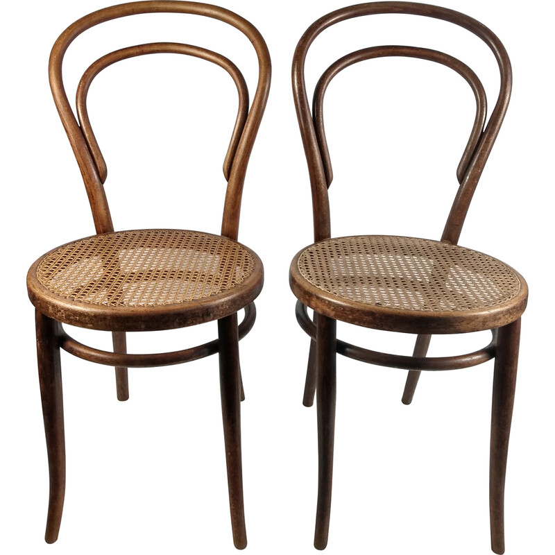 Par de cadeiras de madeira dobrada vintage de Jacob e Jsosef Kohn, Áustria