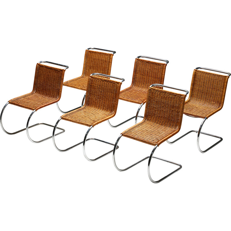 Vintage "Mr10" rattan armchairs by Mies van der Rohe, Germany 1980s