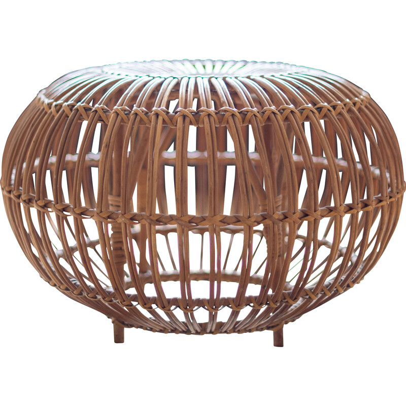 Fußstütze aus handgeflochtenem Rattan von Franco Albini, Italien 1970