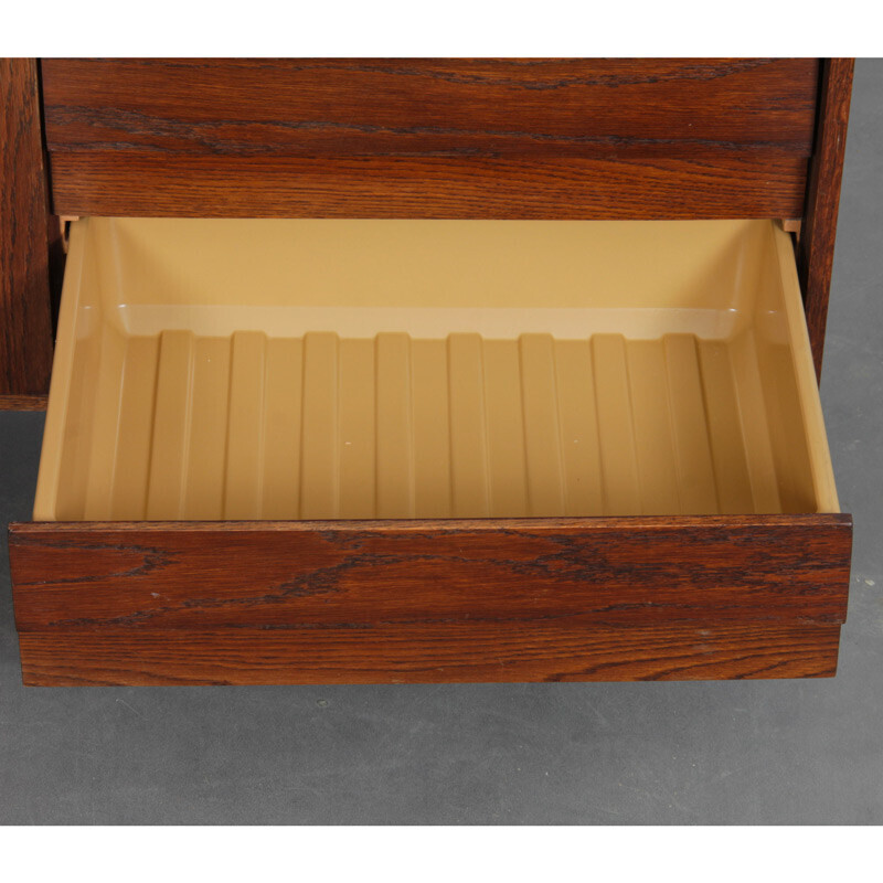 Vintage stained oakwood chest of drawers U-458 by Jiri Jiroutek for Interier Praha, Czechoslovakia 1960