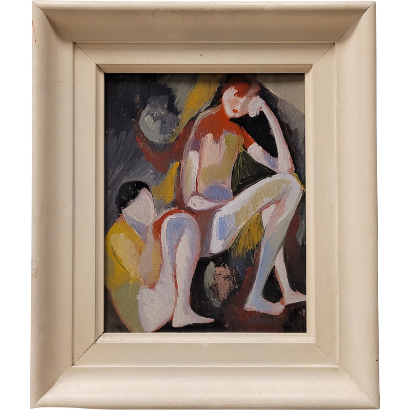 Vintage painting "Figures" by Gabino Gaona for Simancas Group