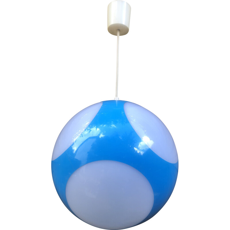 Candeeiro suspenso Ufo de plástico azul e branco Vintage de Luigi Colani, 1970