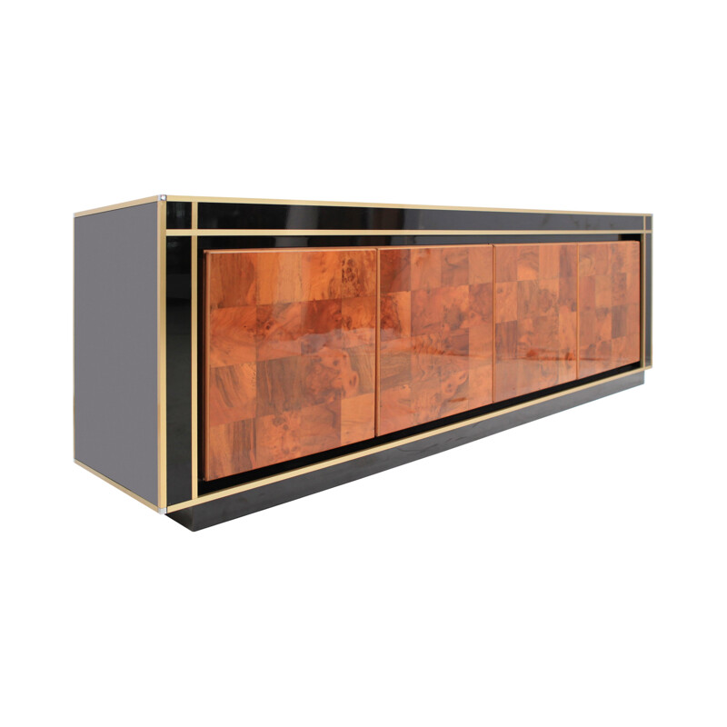 Sideboard with smoked mirrored glass top - 1970s