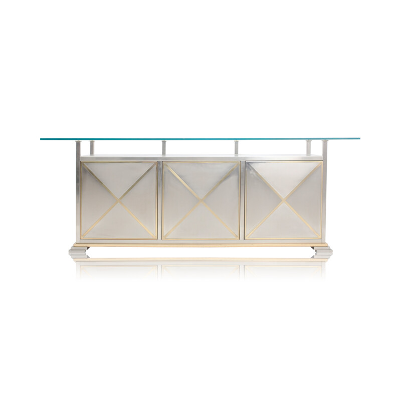 Credenza With Floating Glass Top by Maison Jansen - 1970s