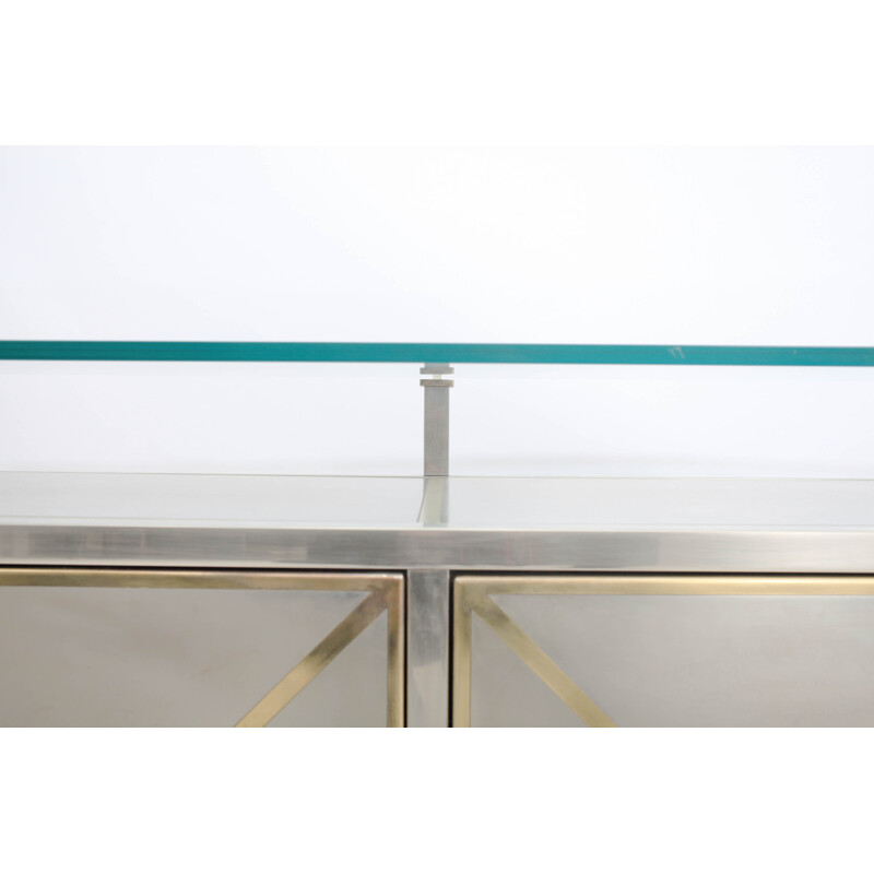 Credenza With Floating Glass Top by Maison Jansen - 1970s