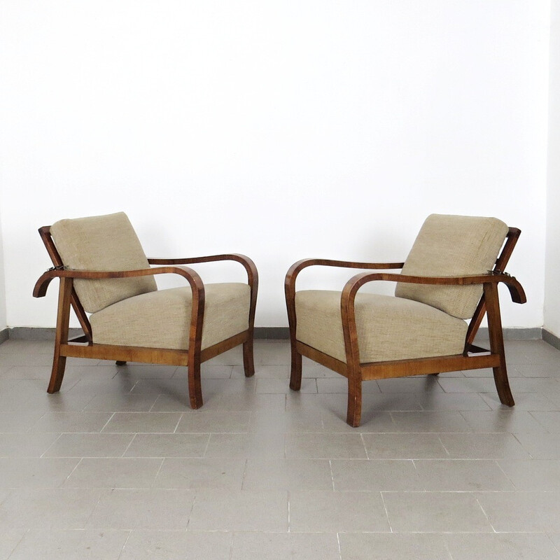 Paire de fauteuils vintage beige