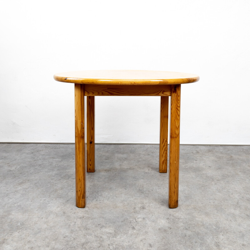 Vintage solid pine Scandinavian dining table, 1980s