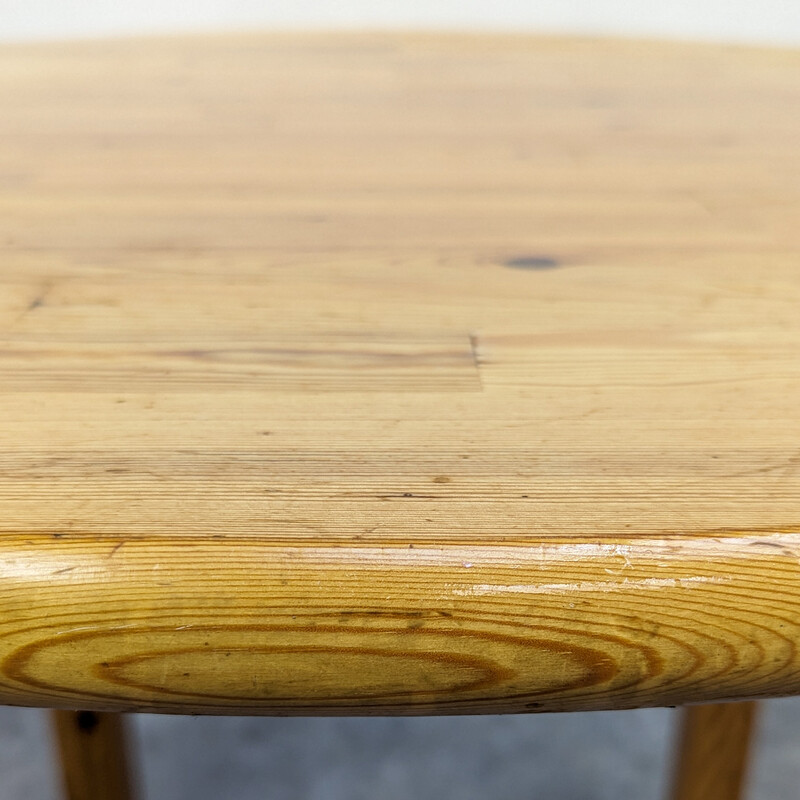 Vintage solid pine Scandinavian dining table, 1980s