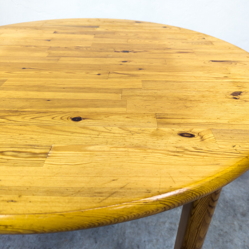 Vintage solid pine Scandinavian dining table, 1980s