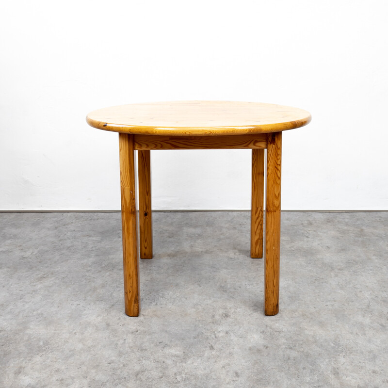 Vintage solid pine Scandinavian dining table, 1980s