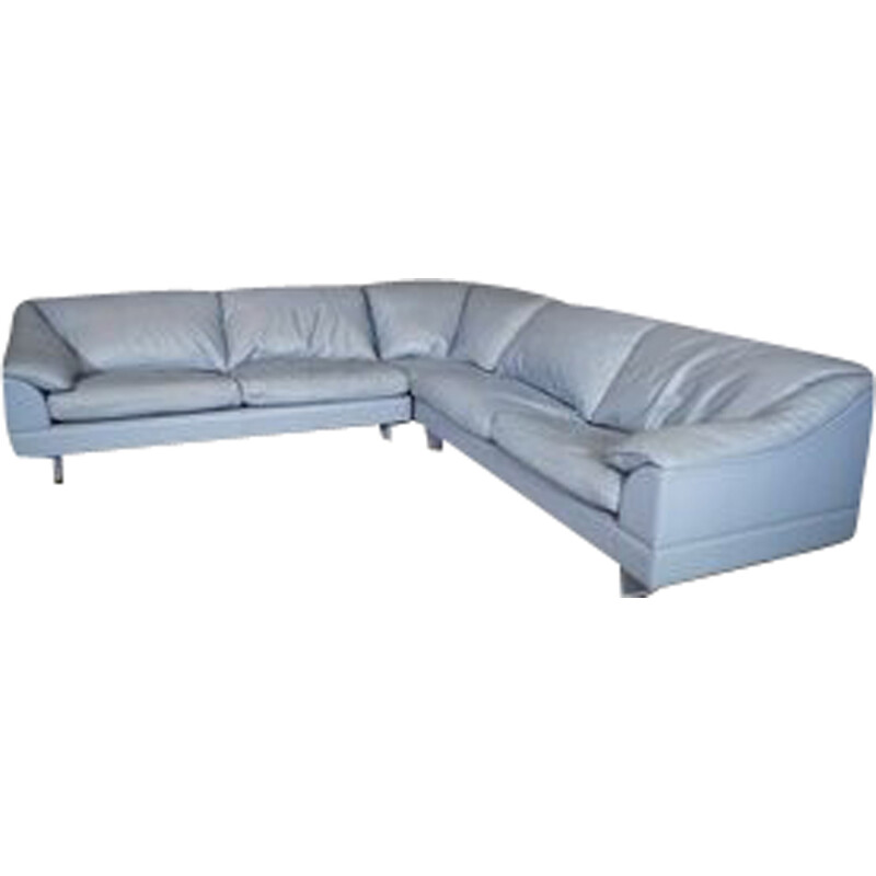 Canapé d'angle Bleu Cuir Luxe Design