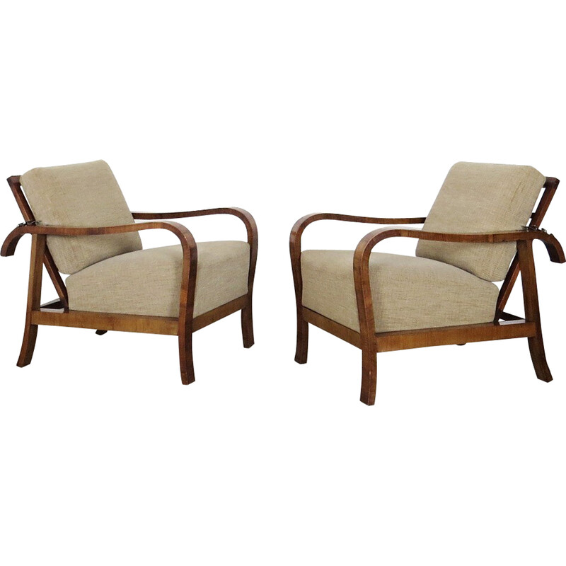 Paar beige vintage fauteuils